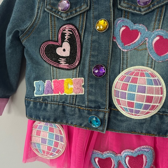 Little Girls “Dance it Out” patch detailed Jacket, Tee, & Tutu Set, NWT, Size 2T - Picture 7 of 10